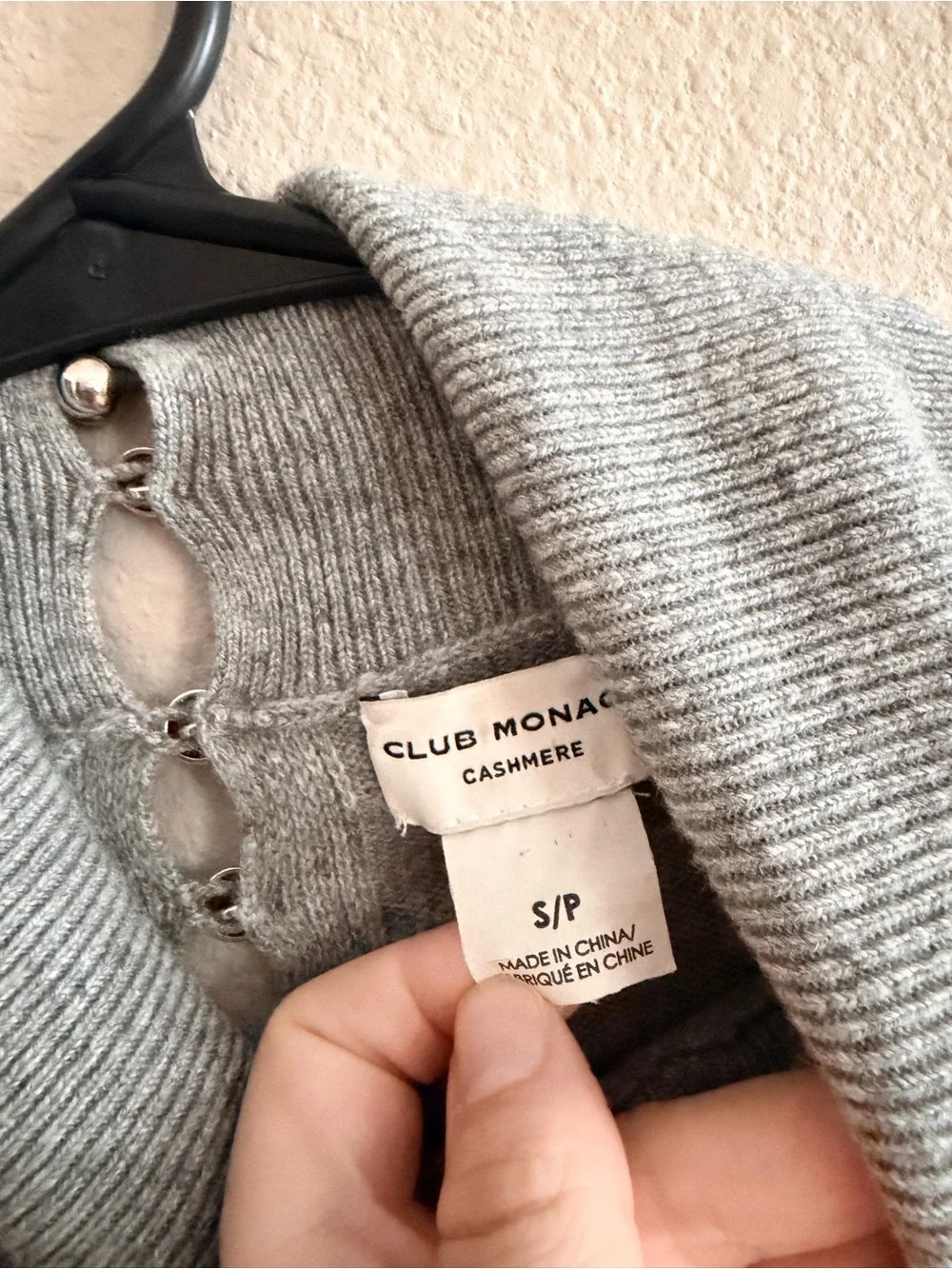Club Monaco Cashmere Mockneck Button Back Sweater